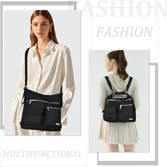 Multipurpose Hobo Purse for Women with Antitheft RFID, Waterproof Nylon Crossbod - Picture 2 of 6